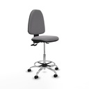 Taburete Aýna AS similpiel gris base cromada ruedas engomadas 50mm