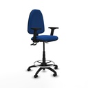 Taburete Aýna AS similpiel azul brazos 2D base poliamida ruedas autofrenantes 50mm