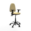 Taburete Aýna AS similpiel crema brazos 2D base poliamida ruedas autofrenantes 50mm