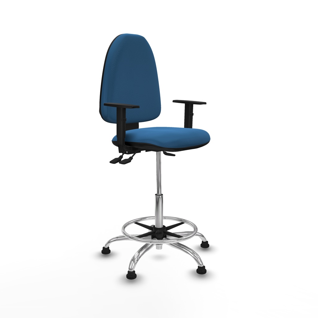 Taburete Aýna AS similpiel azul claro brazos 1D base cromada topes