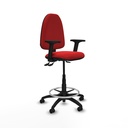 Taburete Aýna AS similpiel rojo brazos 2D base poliamida ruedas engomadas 50mm