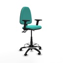 Taburete Aýna AS similpiel turquesa brazos 2D base poliamida ruedas autofrenantes 50mm