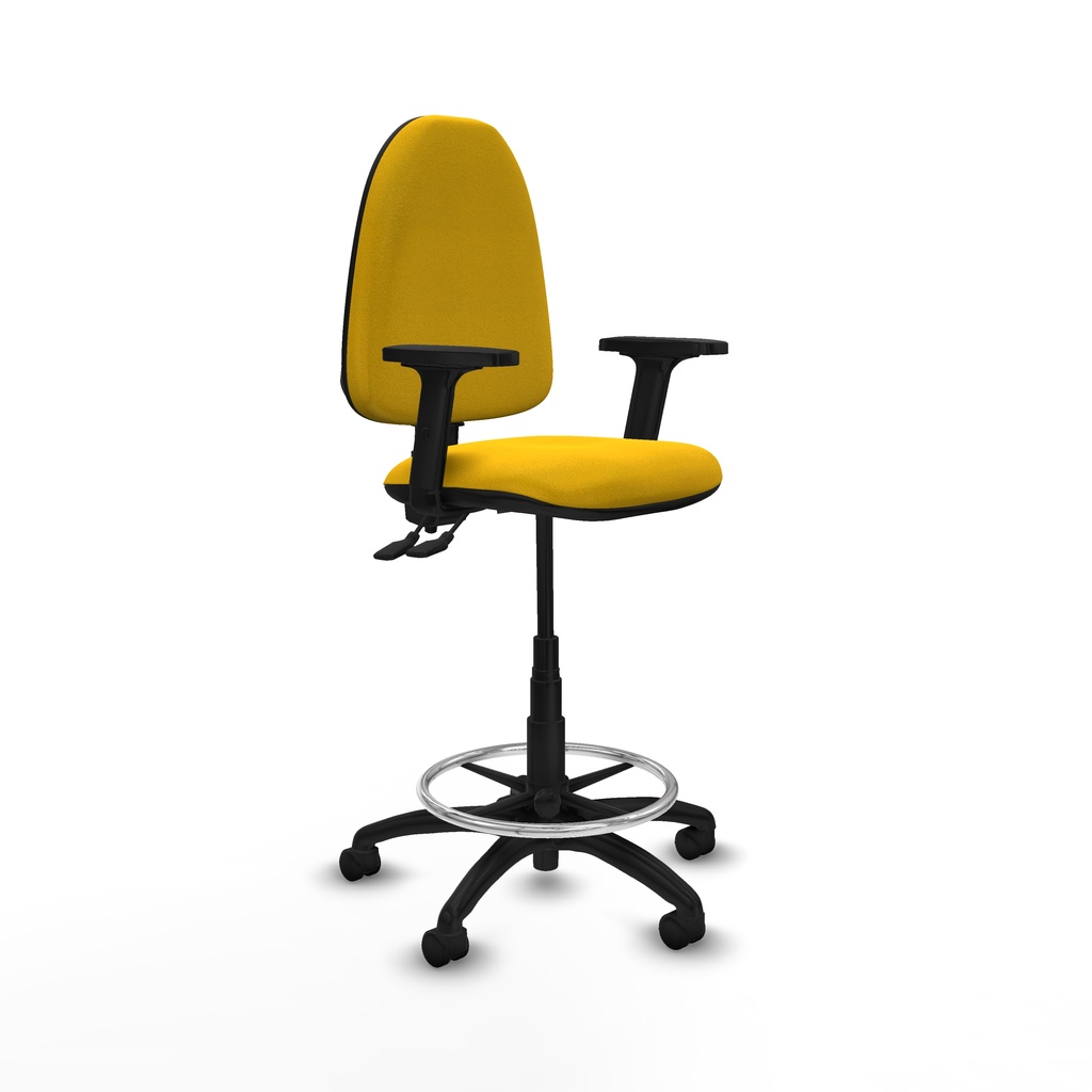 Taburete Aýna CPDM bali amarillo brazos 2D base poliamida ruedas nailon 50mm