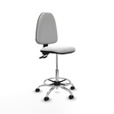 Taburete Aýna CPDM bali blanco base cromada ruedas autofrenantes 50mm
