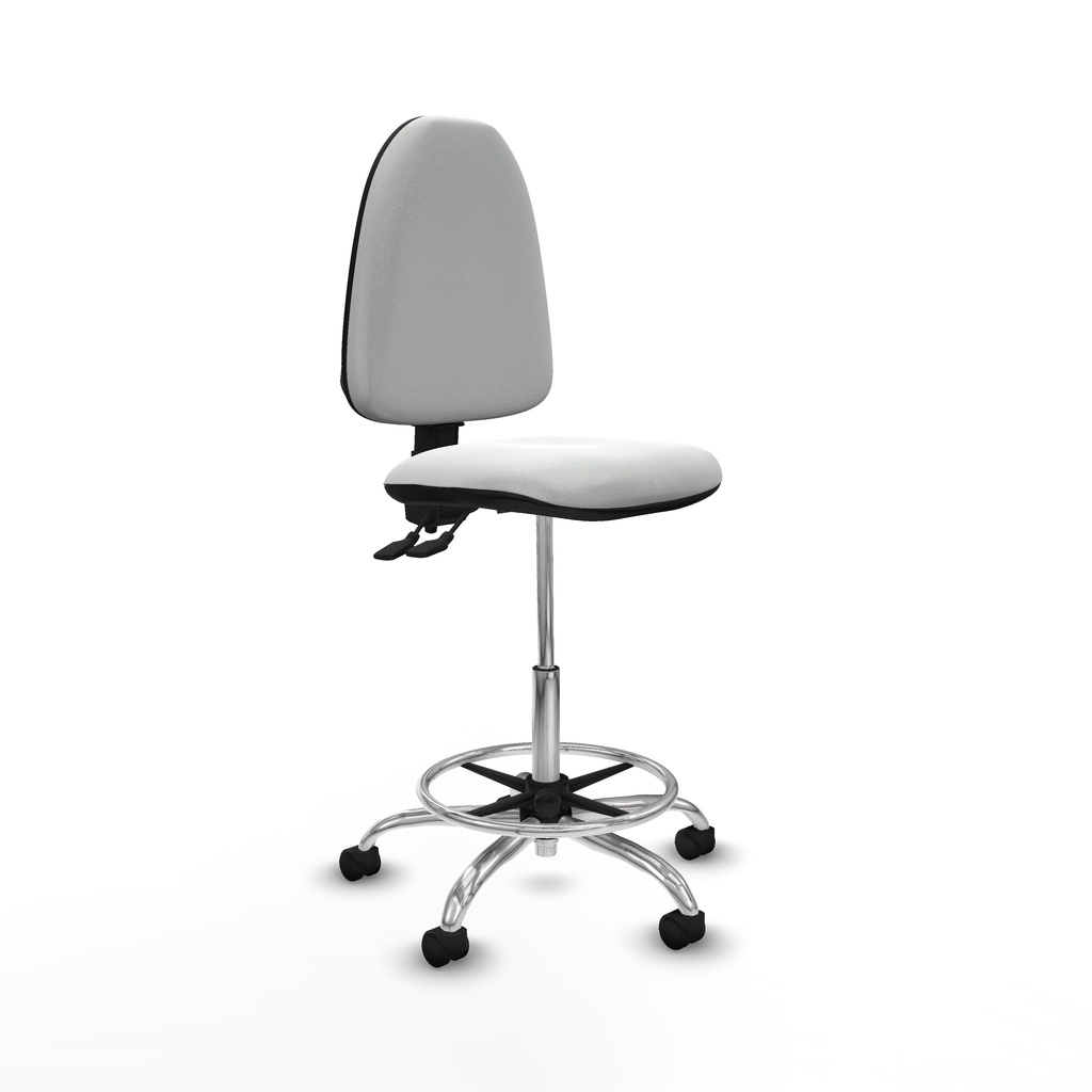 Taburete Aýna CPDM bali blanco base cromada ruedas nailon 50mm
