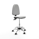 Taburete Aýna CPDM bali blanco base cromada ruedas nailon 50mm