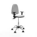 Taburete Aýna CPDM bali blanco brazos 1D base cromada ruedas nailon 50mm