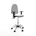 Taburete Aýna CPDM bali blanco brazos 1D base cromada ruedas engomadas 50mm