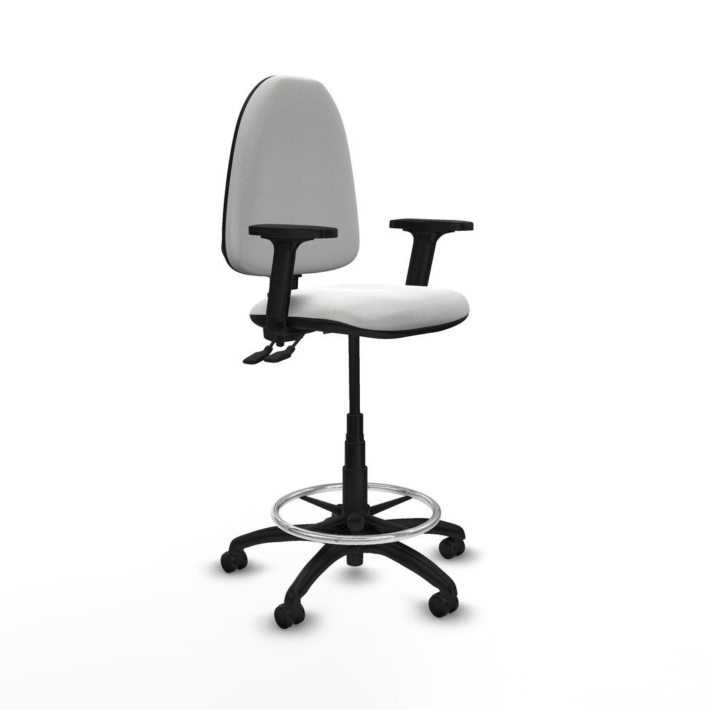 Taburete Aýna CPDM bali blanco brazos 2D base poliamida ruedas engomadas 50mm