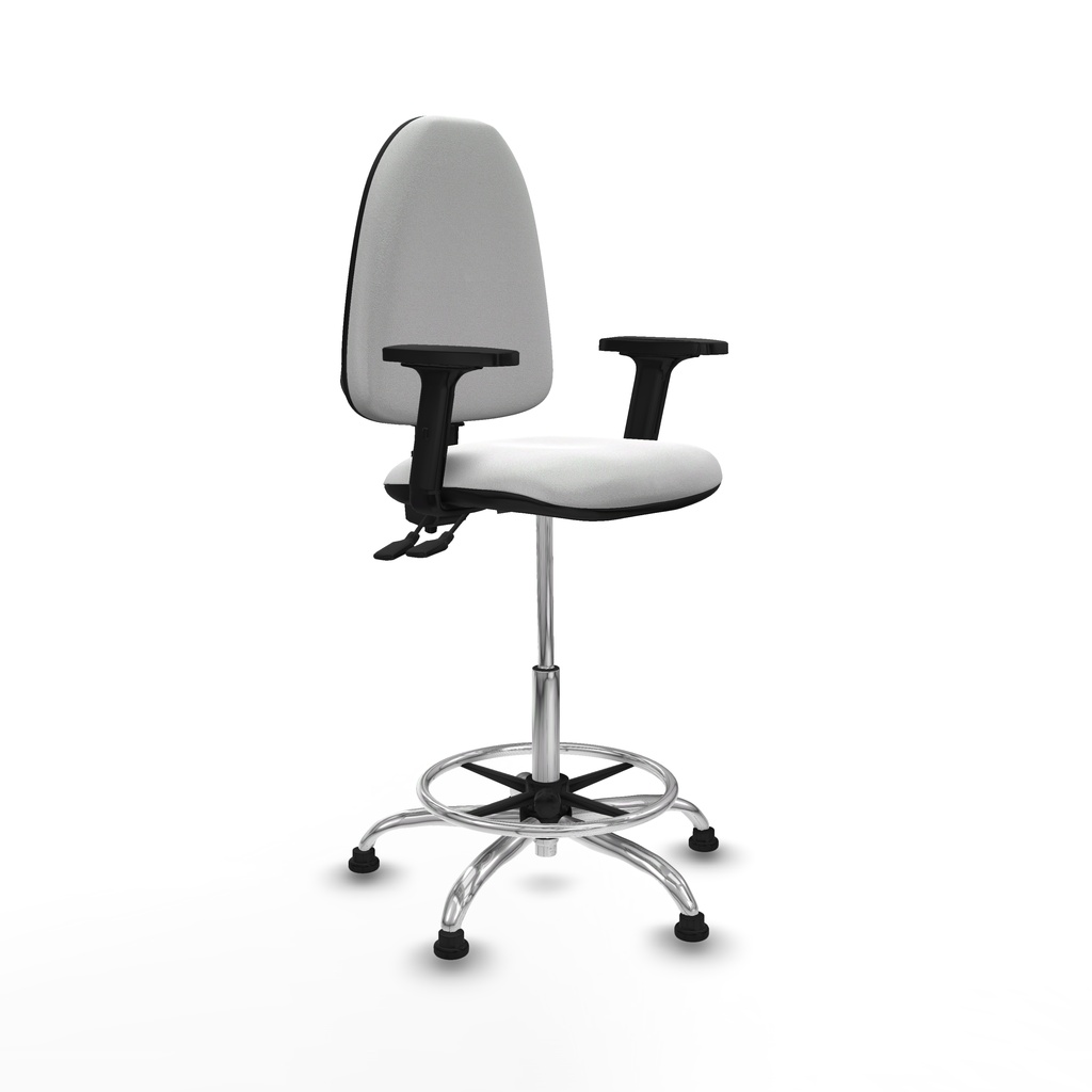 Taburete Aýna CPDM bali blanco brazos 2D base cromada topes