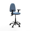Taburete Aýna CPDM bali azul cielo brazos 2D base poliamida ruedas nailon 50mm