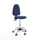 Taburete Aýna CPDM bali azul marino base cromada ruedas autofrenantes 50mm