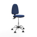 Taburete Aýna CPDM bali azul marino base cromada ruedas nailon 50mm