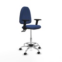Taburete Aýna CPDM bali azul marino brazos 2D base cromada ruedas engomadas 50mm