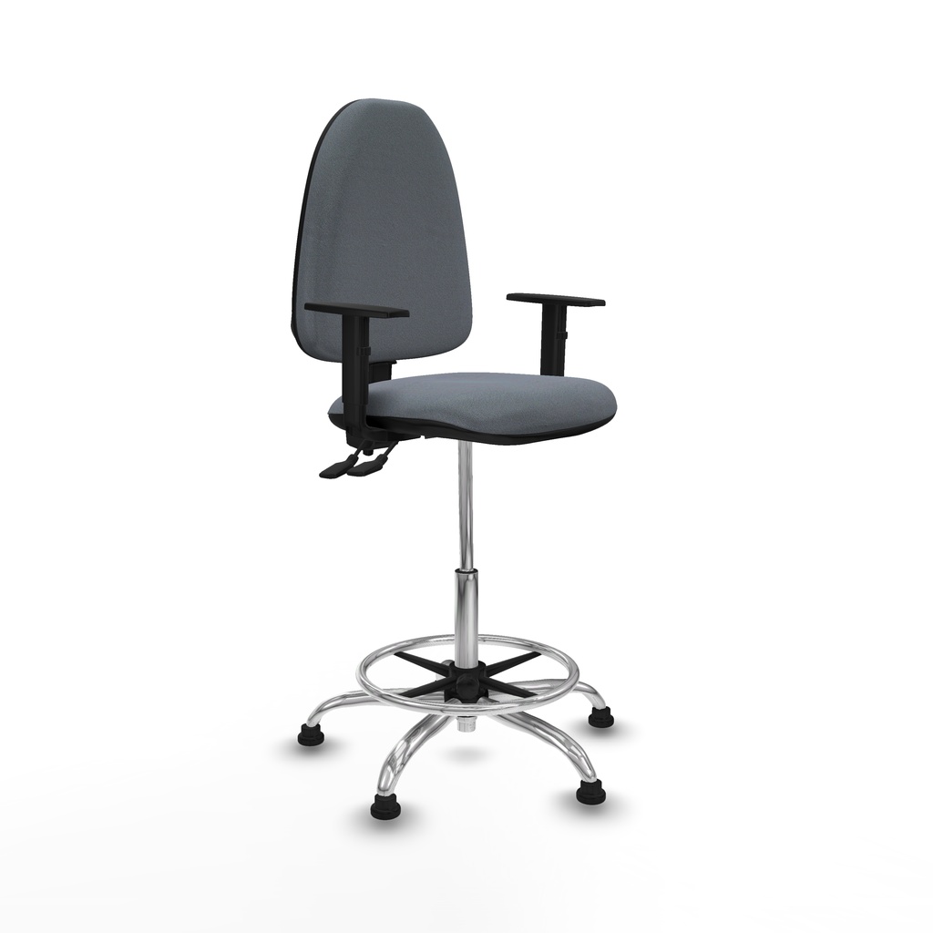 Taburete Aýna CPDM bali gris brazos 1D base cromada topes