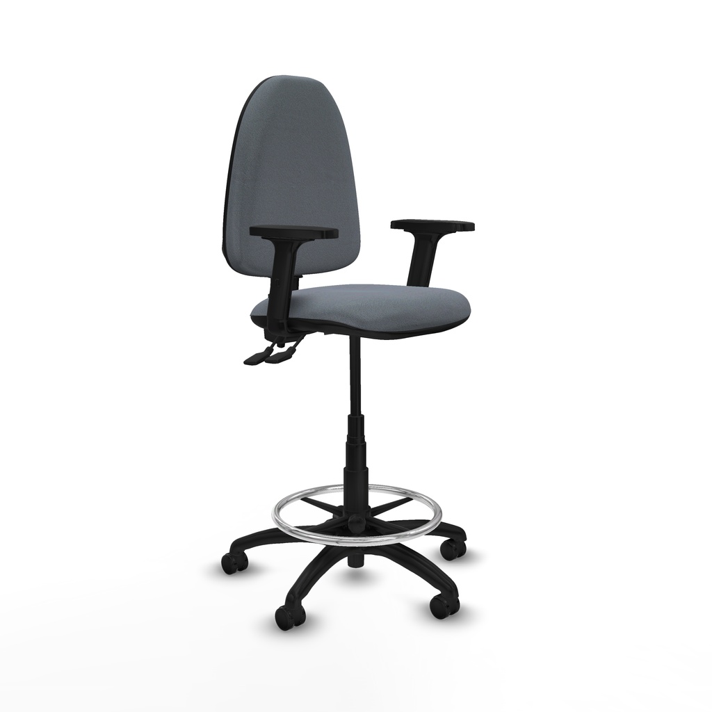 Taburete Aýna CPDM bali gris brazos 2D base poliamida ruedas engomadas 50mm