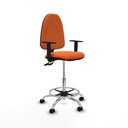 Taburete Aýna CPDM bali naranja brazos 1D base cromada ruedas nailon 50mm