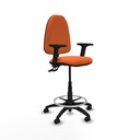 Taburete Aýna CPDM bali naranja brazos 2D base poliamida ruedas autofrenantes 50mm