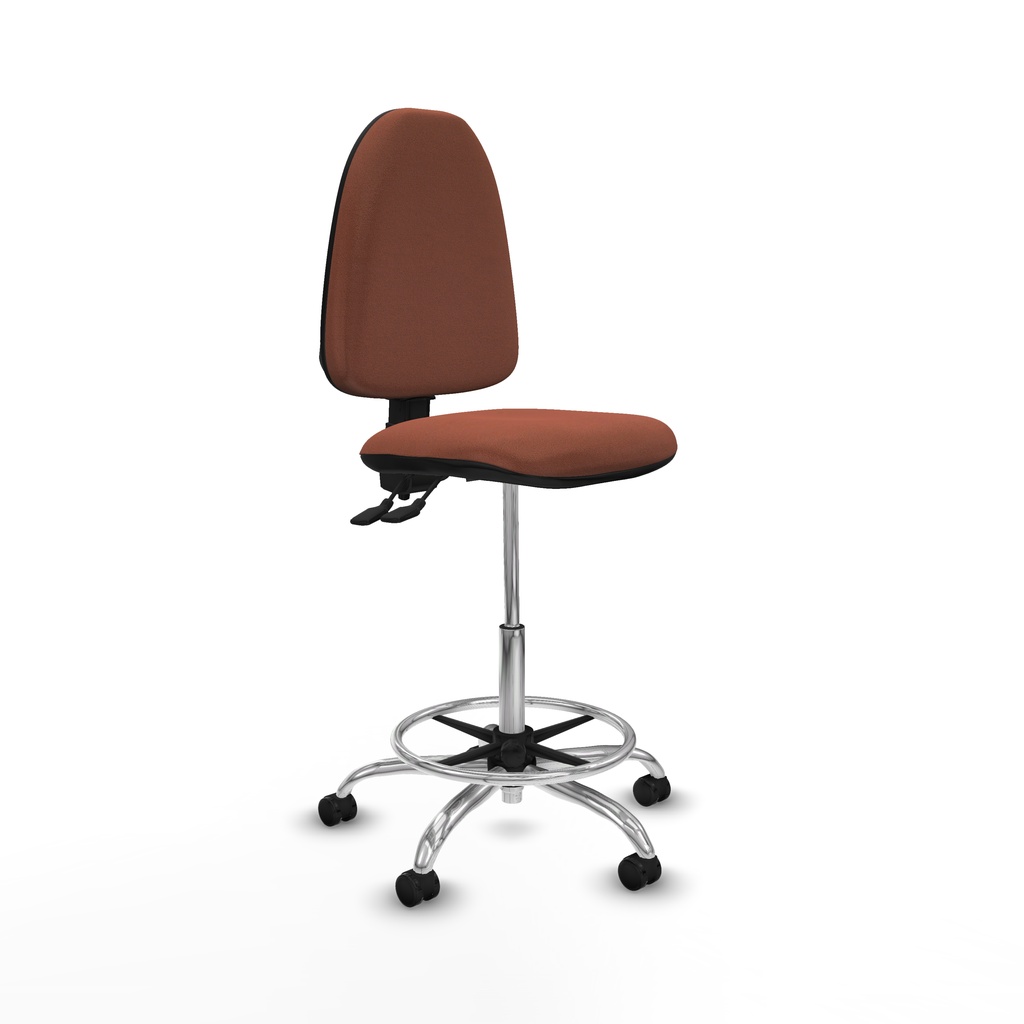 Taburete Aýna CPDM bali marrón base cromada ruedas engomadas 50mm