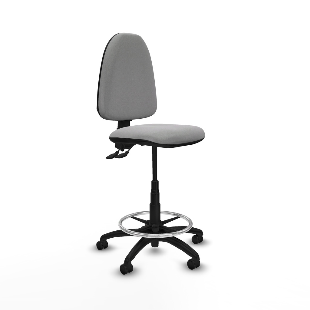 Taburete Aýna CPDM bali gris claro base poliamida ruedas autofrenantes 50mm
