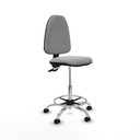 Taburete Aýna CPDM bali gris claro base cromada ruedas autofrenantes 50mm