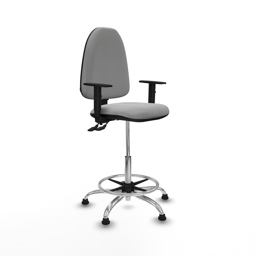 Taburete Aýna CPDM bali gris claro brazos 1D base cromada topes