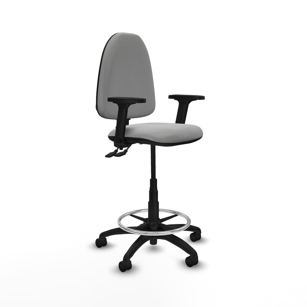Taburete Aýna CPDM bali gris claro brazos 2D base poliamida ruedas nailon 50mm