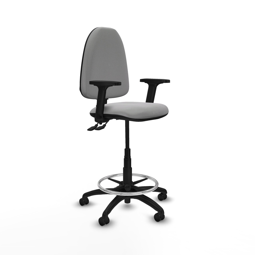 Taburete Aýna CPDM bali gris claro brazos 2D base poliamida ruedas engomadas 50mm