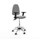 Taburete Aýna CPDM bali gris claro brazos 2D base cromada ruedas autofrenantes 50mm
