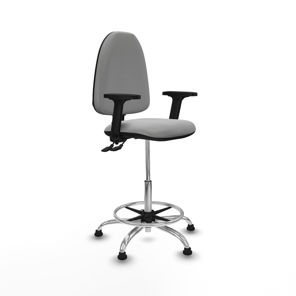 Taburete Aýna CPDM bali gris claro brazos 2D base cromada topes