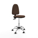 Taburete Aýna CPDM bali marrón oscuro base cromada ruedas autofrenantes 50mm