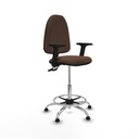 Taburete Aýna CPDM bali marrón oscuro brazos 2D base cromada topes