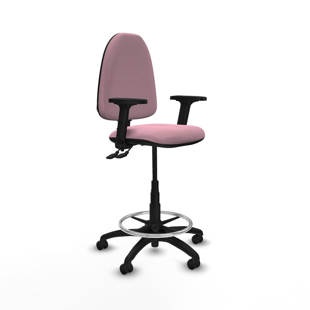 Taburete Aýna CPDM bali rosa brazos 2D base poliamida ruedas engomadas 50mm