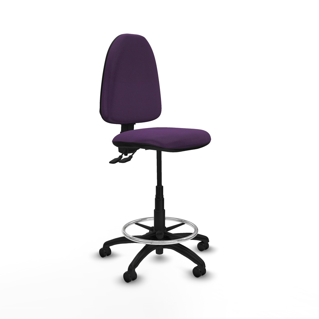 Taburete Aýna CPDM bali morado base poliamida ruedas autofrenantes 50mm