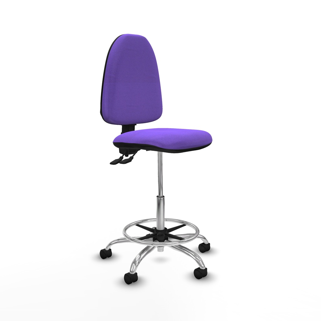 Taburete Aýna CPDM bali lila base cromada ruedas nailon 50mm