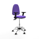 Taburete Aýna CPDM bali lila brazos 2D base cromada ruedas engomadas 50mm