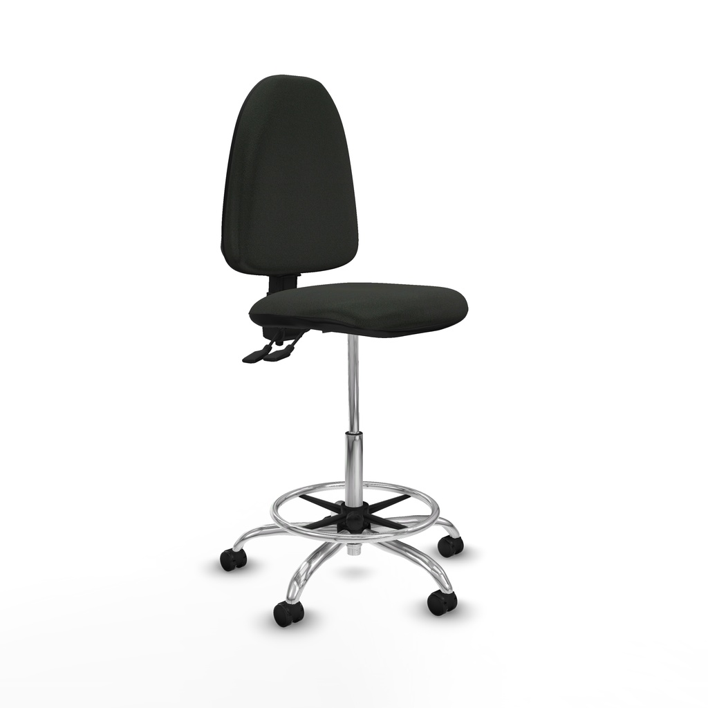 Taburete Aýna CPDM bali negro base cromada ruedas autofrenantes 50mm