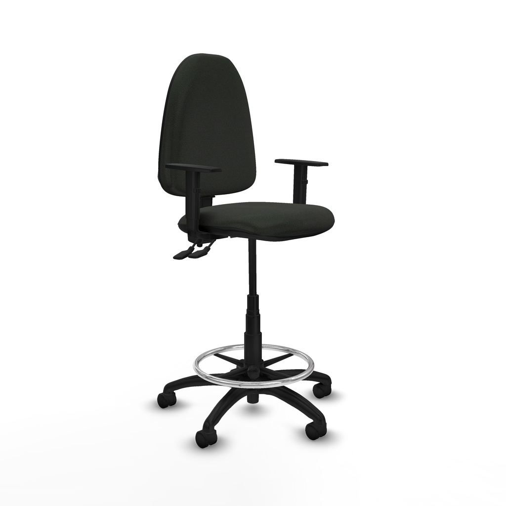 Taburete Aýna CPDM bali negro brazos 1D base poliamida ruedas nailon 50mm