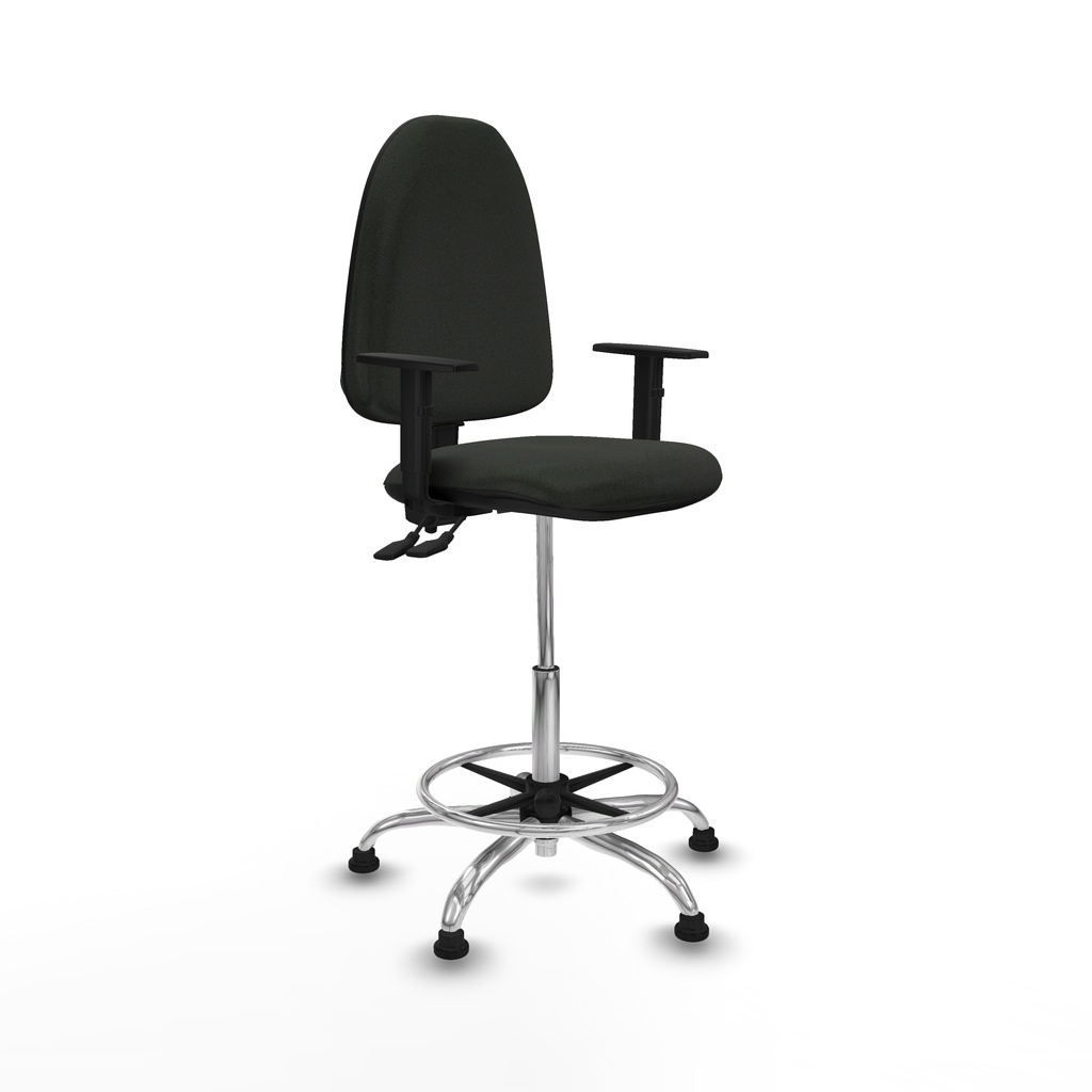 Taburete Aýna CPDM bali negro brazos 1D base cromada topes