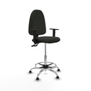 Taburete Aýna CPDM bali negro brazos 1D base cromada topes