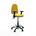 Taburete Aýna CPDM similpiel amarillo brazos 2D base poliamida ruedas engomadas 50mm
