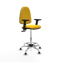 Taburete Aýna CPDM similpiel amarillo brazos 2D base cromada topes