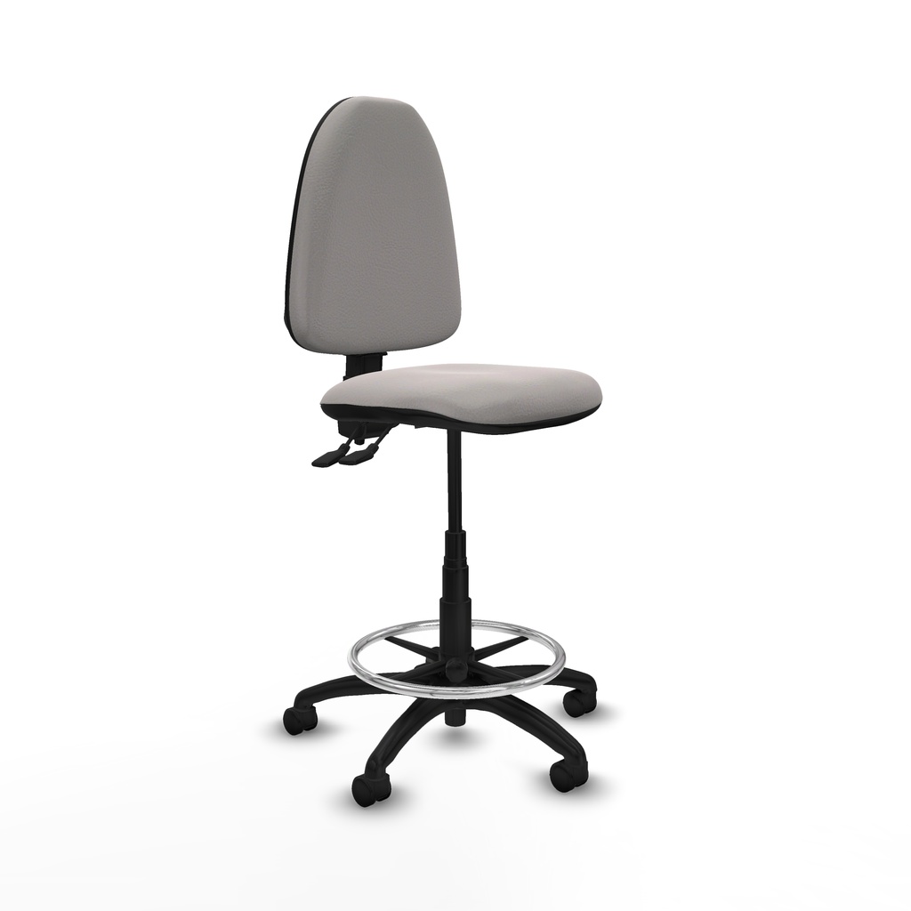 Taburete Aýna CPDM similpiel blanco base poliamida ruedas nailon 50mm