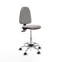 Taburete Aýna CPDM similpiel blanco base cromada ruedas engomadas 50mm