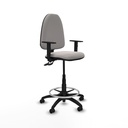 Taburete Aýna CPDM similpiel blanco brazos 1D base poliamida ruedas autofrenantes 50mm