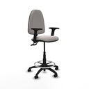 Taburete Aýna CPDM similpiel blanco brazos 2D base poliamida ruedas nailon 50mm