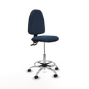Taburete Aýna CPDM similpiel azul marino base cromada ruedas autofrenantes 50mm