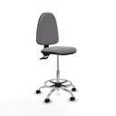 Taburete Aýna CPDM similpiel gris base cromada ruedas autofrenantes 50mm