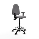Taburete Aýna CPDM similpiel gris brazos 1D base poliamida ruedas autofrenantes 50mm