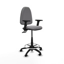 Taburete Aýna CPDM similpiel gris brazos 2D base poliamida ruedas engomadas 50mm